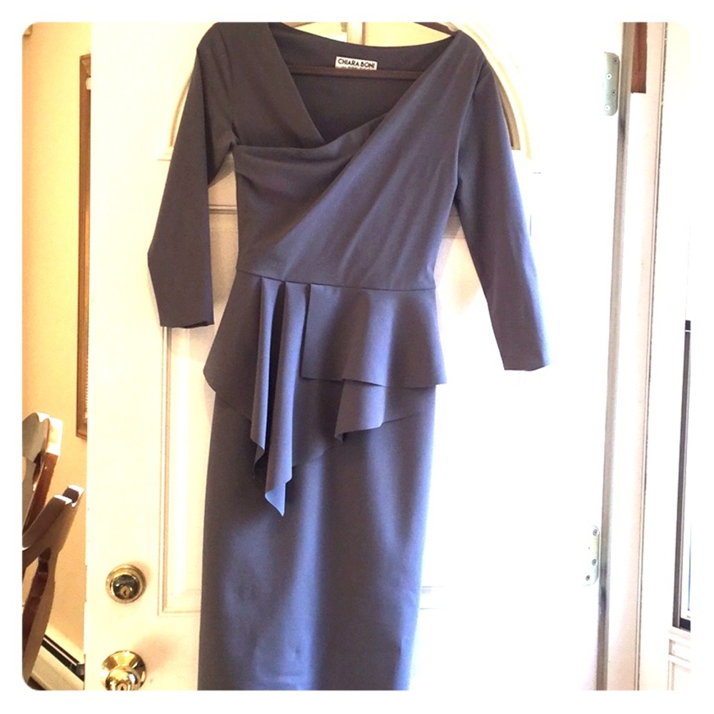Chiara Boni la Petit Robe Gray Peplum Dress Size 8
